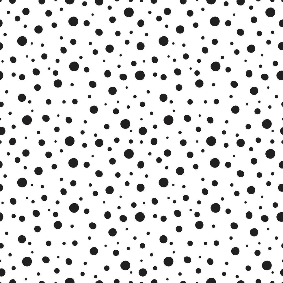 Organic black dots ranging in size on a white background seamless pattern vector