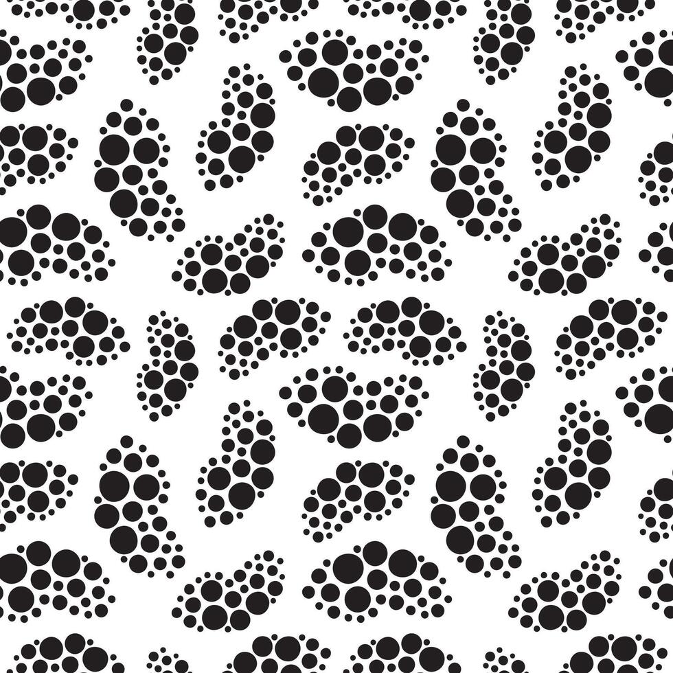 Clusters of irregular organically shaped dots in monochrome seamless pattern. Creative monochrome geometric ornament for printing on different surfaces vector