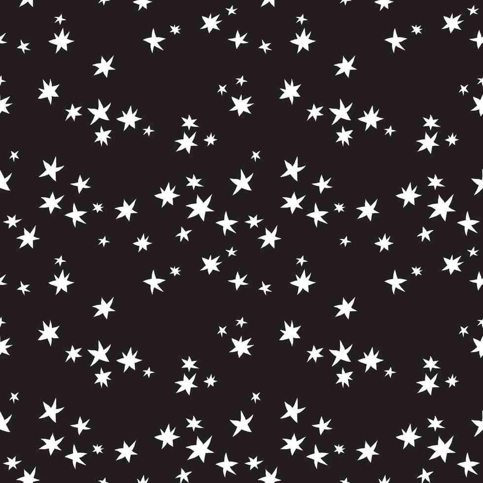 estrellado noche sin costura vector modelo ilustración. sencillo monocromo geométrico ornamento con estrellas para impresión en diferente superficies. creativo textura para impresión en tela, envase, textil etc...