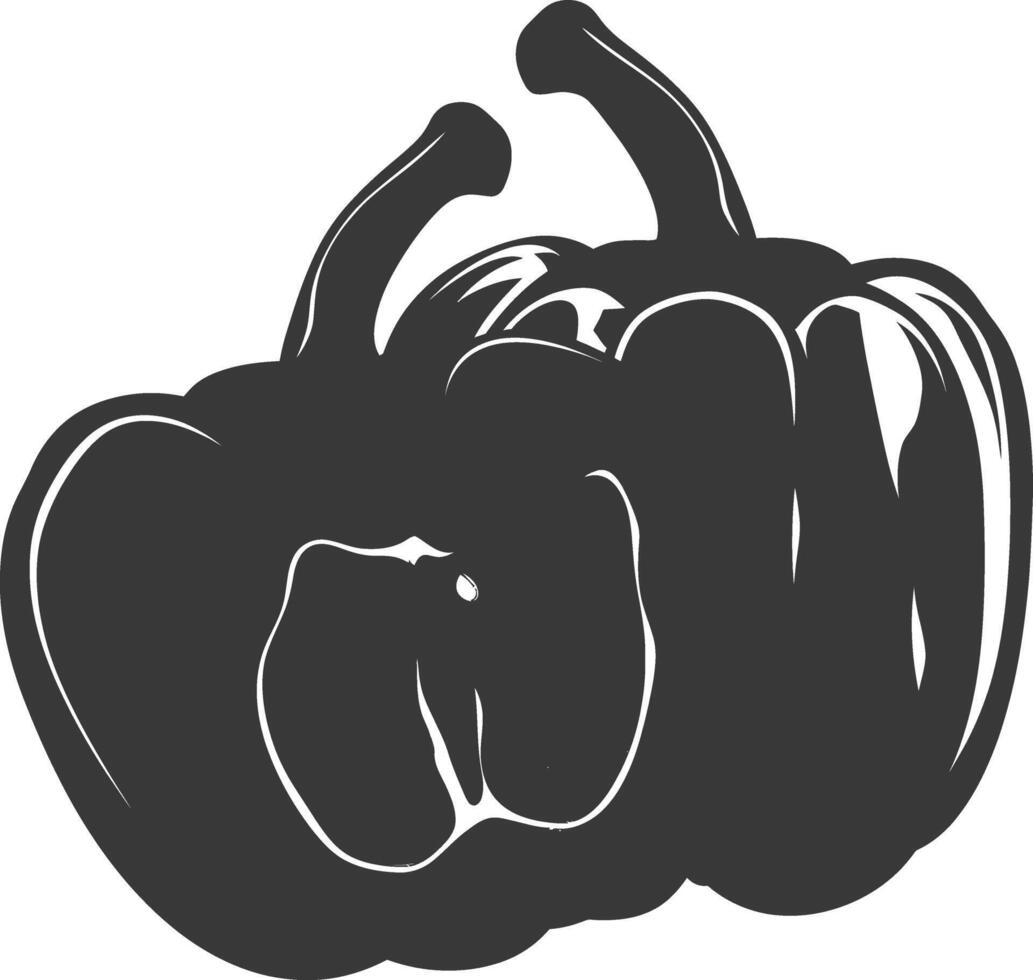 AI generated Silhouette Bell Pepper or Paprika sliced black color only vector