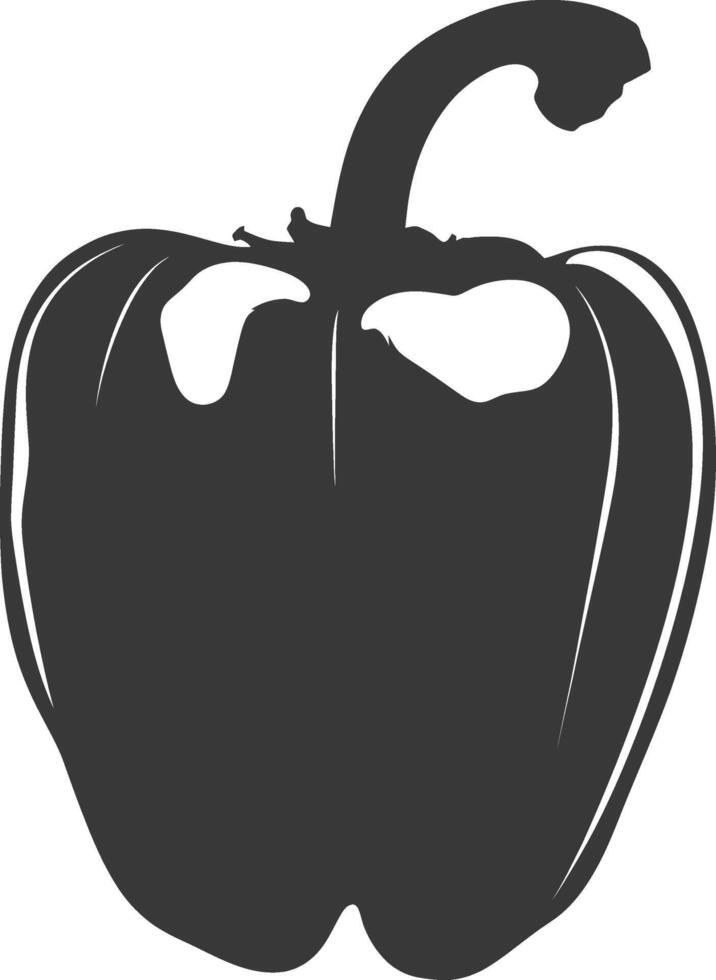 AI generated Silhouette Bell Pepper or Paprika sliced black color only vector