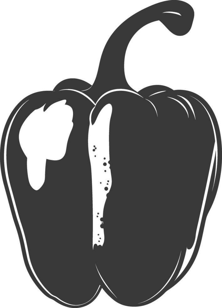 AI generated Silhouette Bell Pepper or Paprika sliced black color only vector