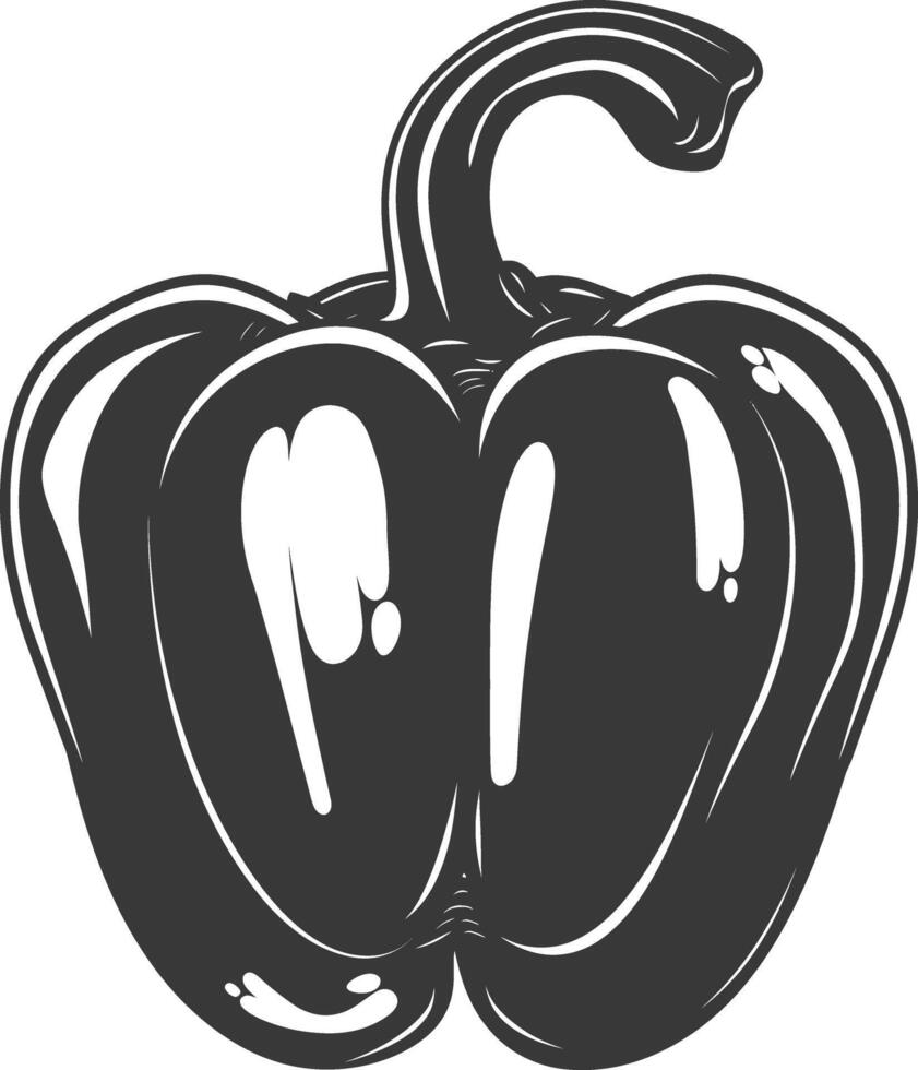 AI generated Silhouette Bell Pepper or Paprika sliced black color only vector