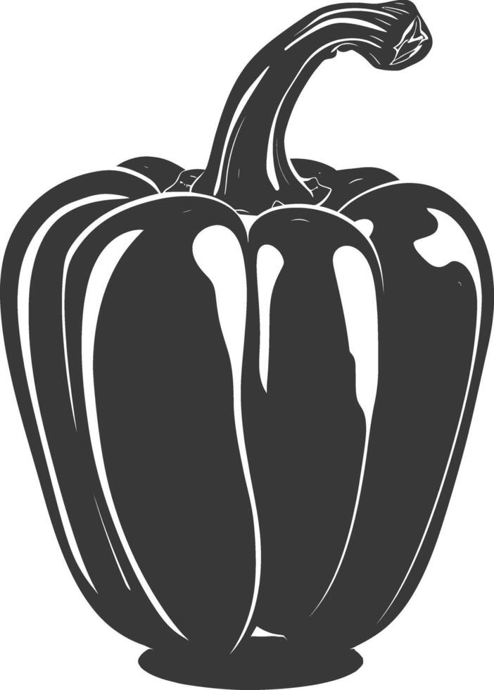 AI generated Silhouette Bell Pepper or Paprika sliced black color only vector