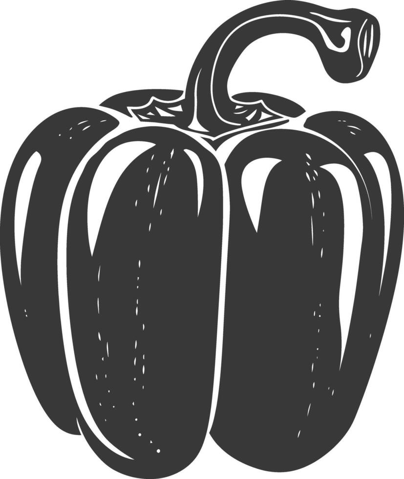 AI generated Silhouette Bell Pepper or Paprika sliced black color only vector