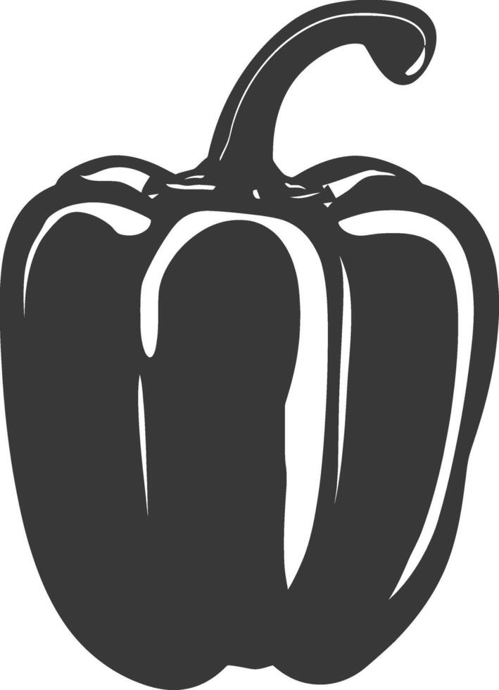 AI generated Silhouette Bell Pepper or Paprika sliced black color only vector