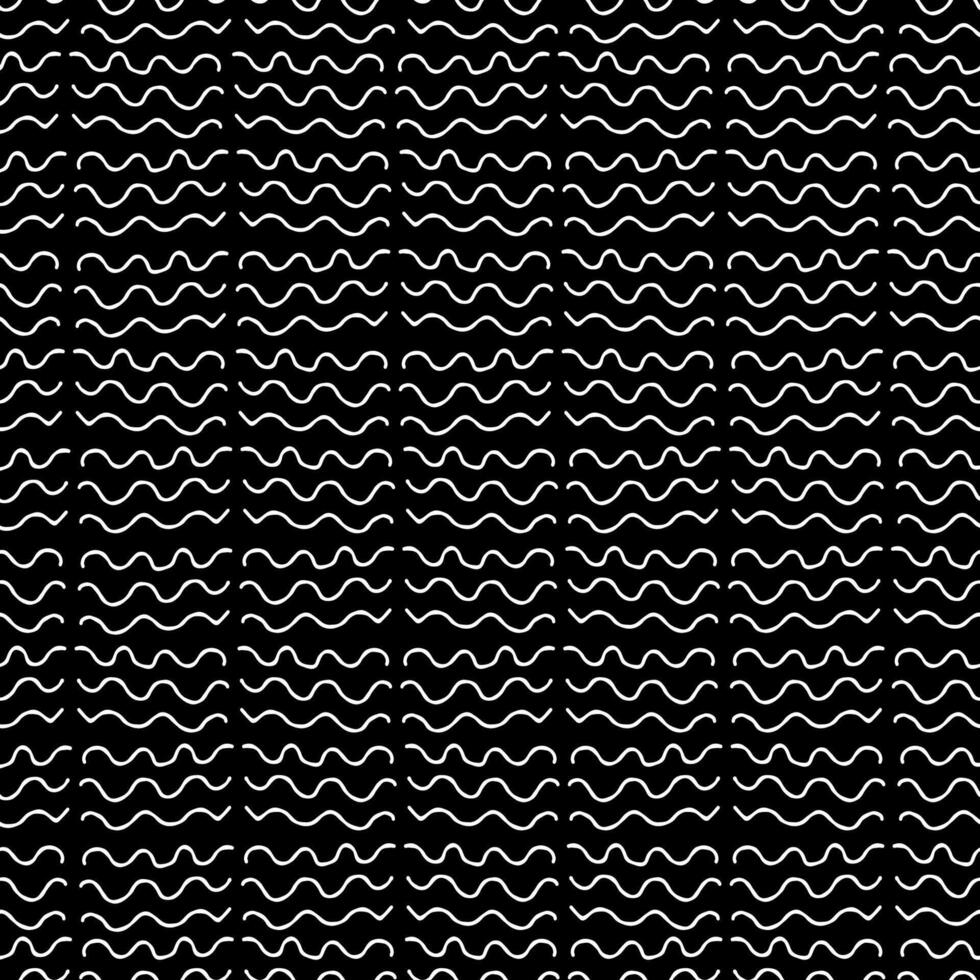 White symbols of flowing water arranged on black backdrop in elegant vector seamless pattern. Surface art for printing on textile, wrapping, package, wallpaper, apparel etc. or use in graphic design.