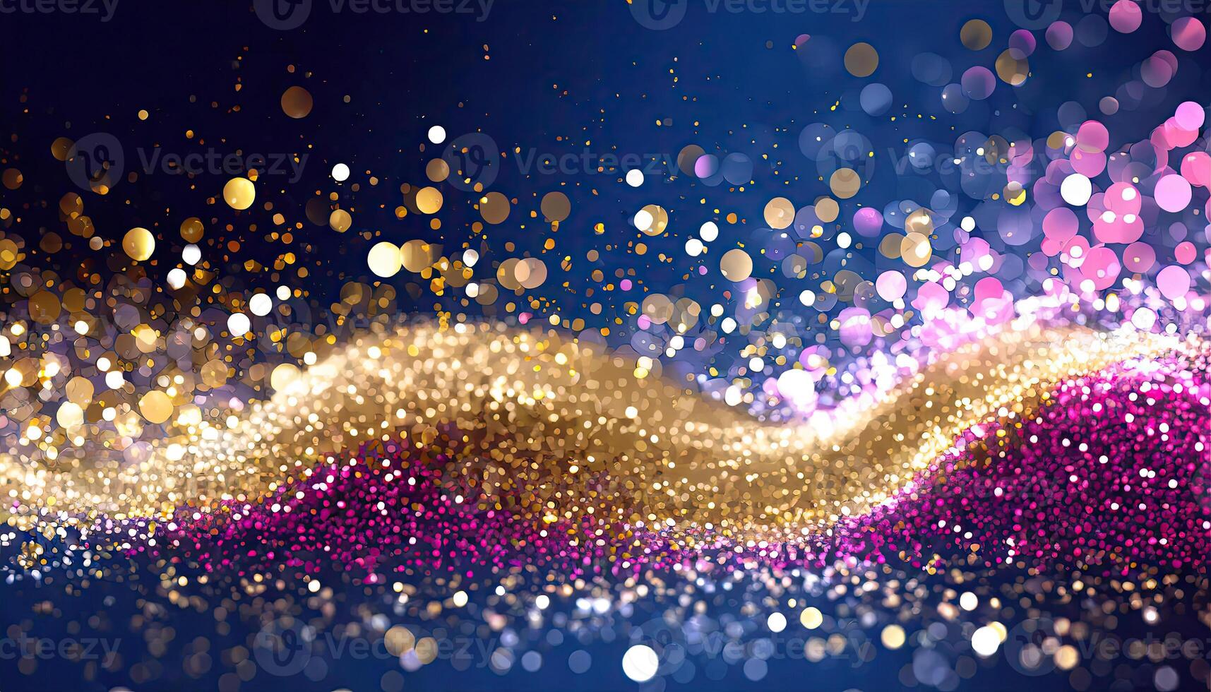 ai generado resumen antecedentes con oro partícula, Navidad dorado ligero brillar partículas bokeh efecto fiesta Brillantina, generado ai foto