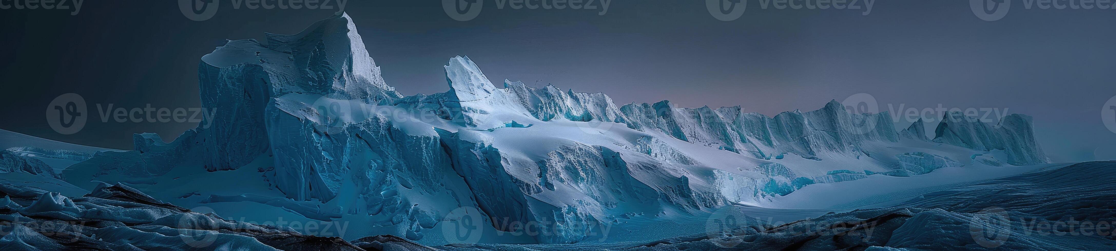 AI generated Antarctica glacier landscape at night photo