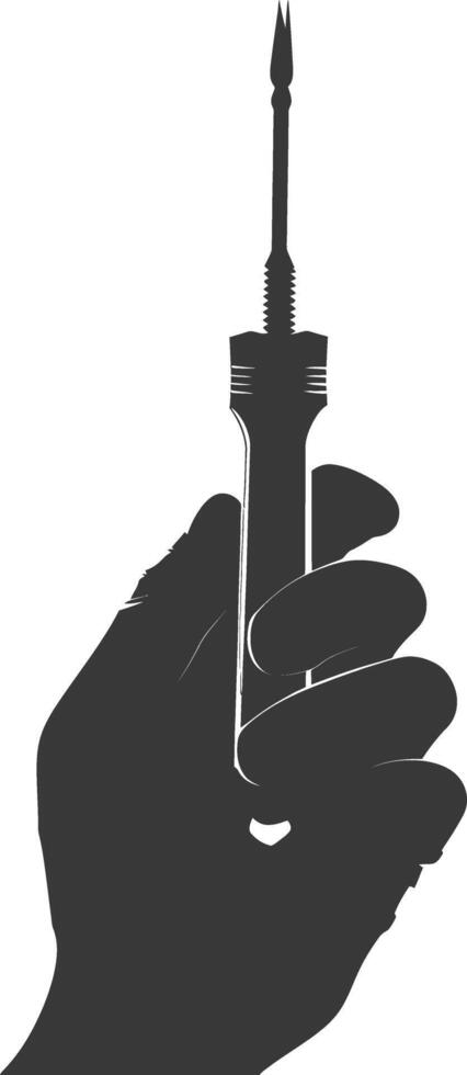 AI generated Silhouette hand holding wrench for construction black color only vector