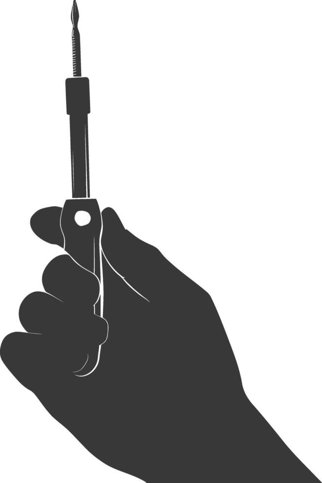 AI generated Silhouette hand holding wrench for construction black color only vector