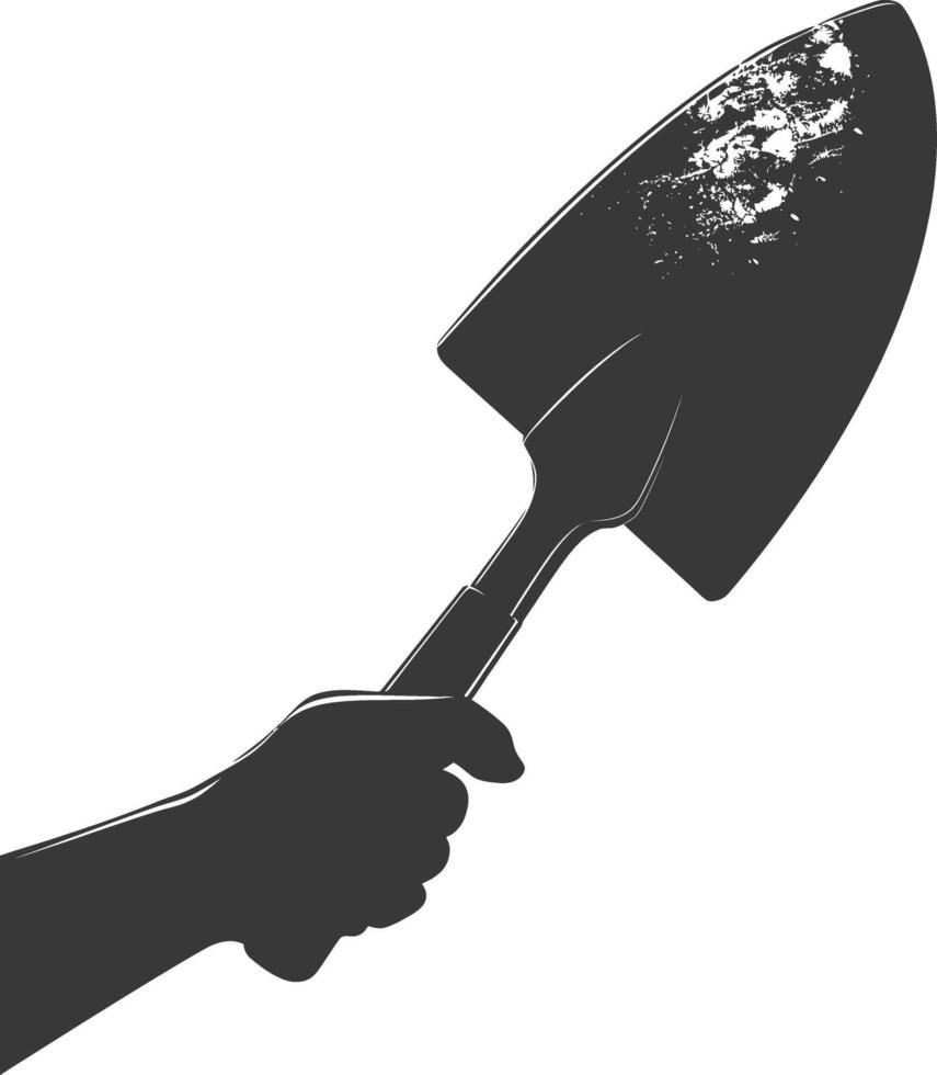 AI generated Silhouette hand holding brick trowel for construction black color only vector