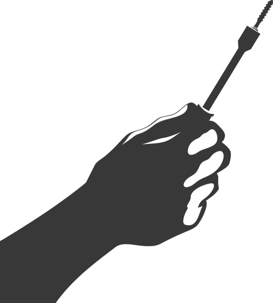 AI generated Silhouette hand holding wrench for construction black color only vector