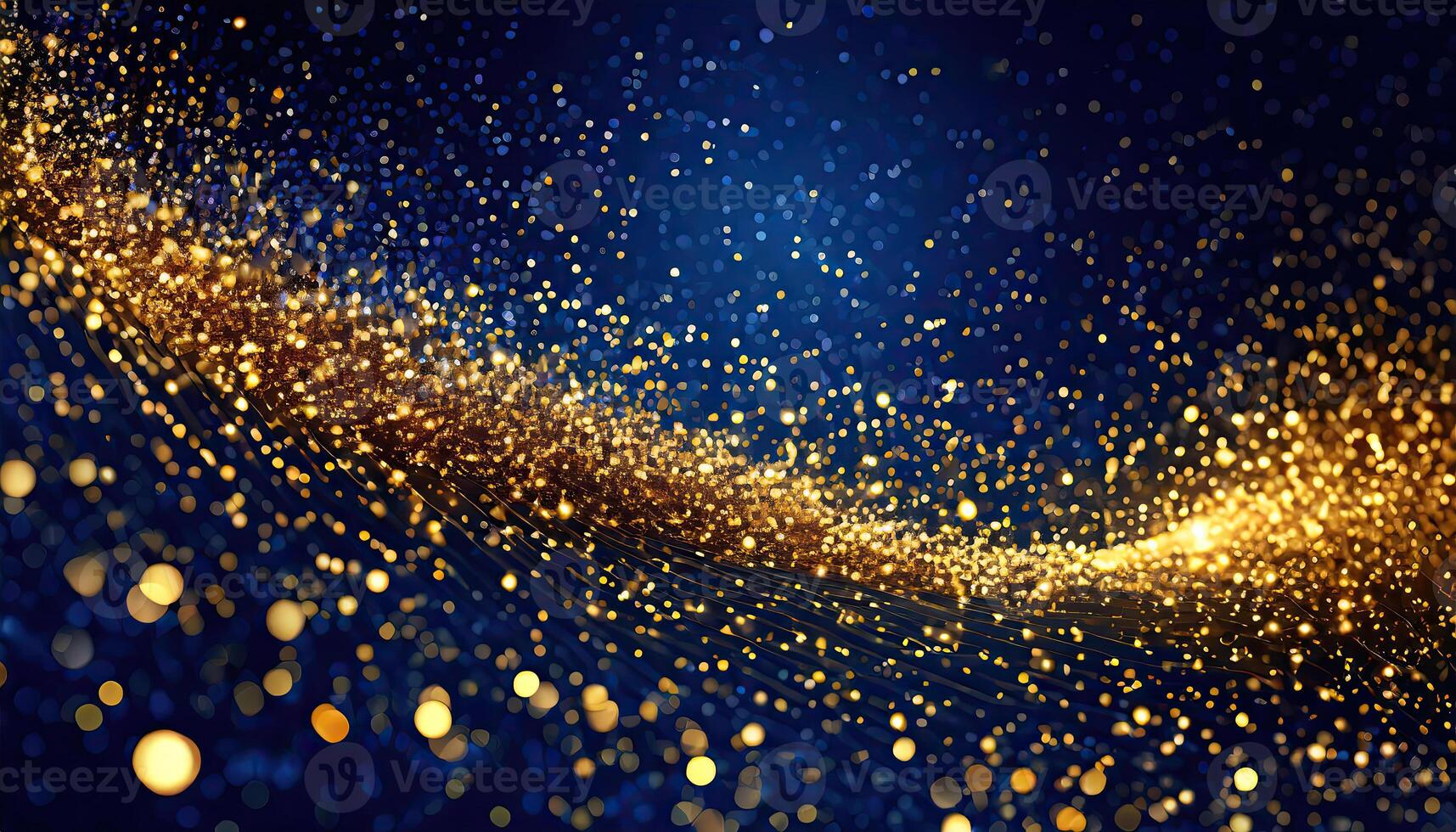 AI generated Abstract background with gold particle, Christmas Golden light shine particles Bokeh Effect Holiday Glitter, Generated AI photo