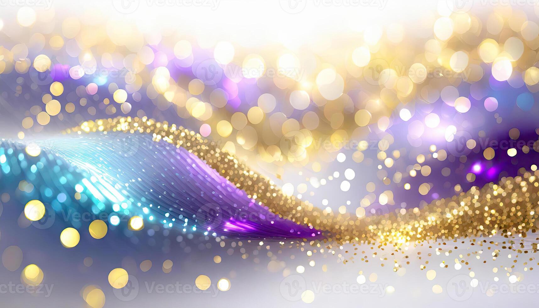 AI generated Abstract background with gold particle, Christmas Golden light shine particles Bokeh Effect Holiday Glitter, Generated AI photo