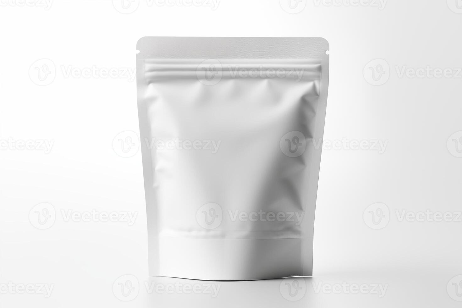 ai generado blanco blanco doypack bolsa Bosquejo en un aislado blanco fondo, ideal para marca foto