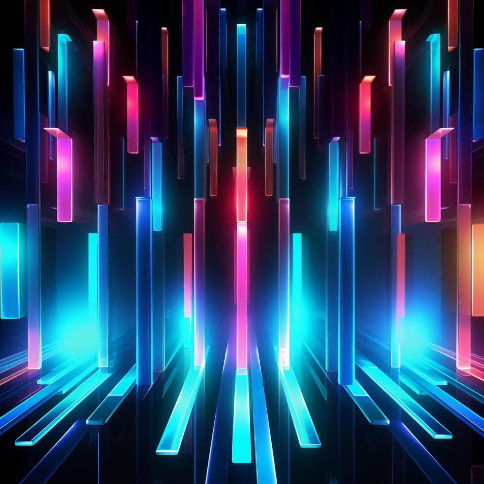 AI generated Abstract neon techno background, rays, glow, futuristic image photo