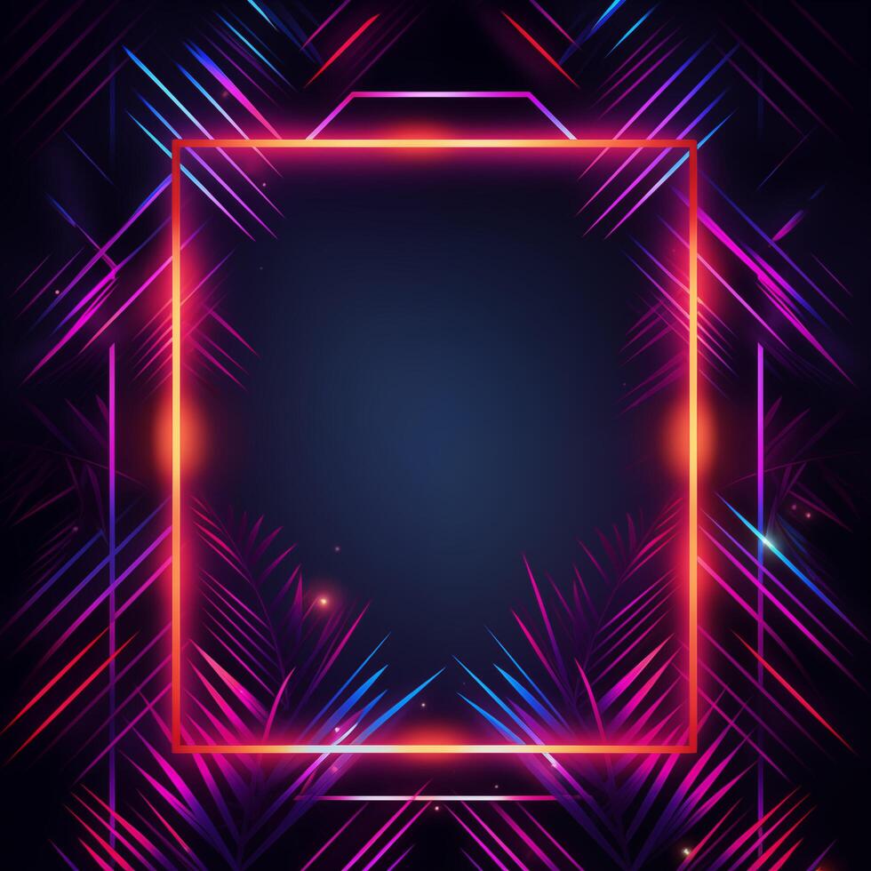 AI generated Abstract neon techno background, rays, glow, futuristic image photo
