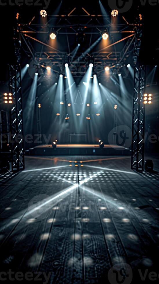 AI generated Scenery of a stage with lights in the background photo