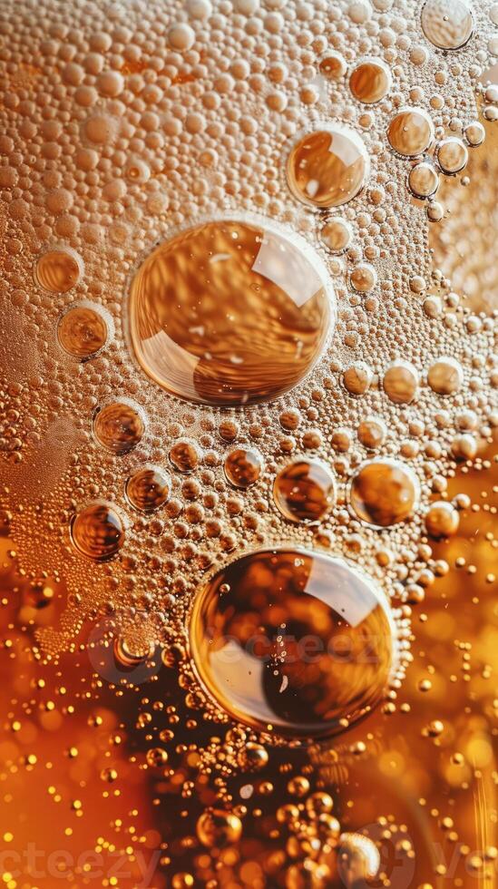 ai generado ultra cerca arriba ver de cerveza textura con espuma foto