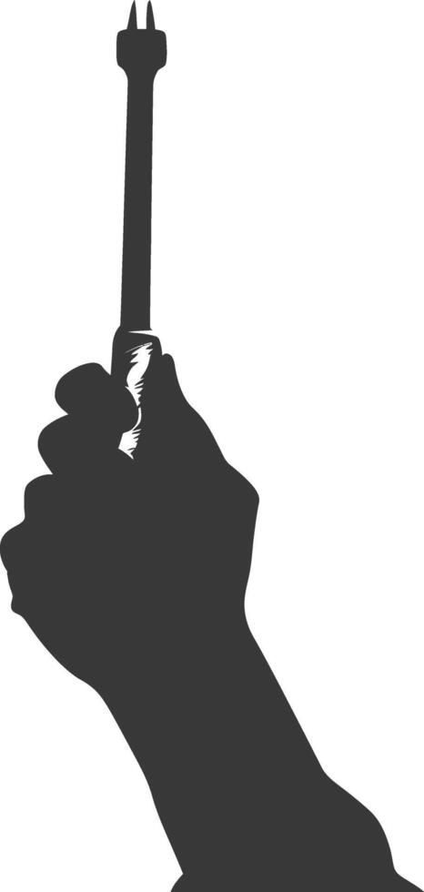 AI generated Silhouette hand holding wrench for construction black color only vector