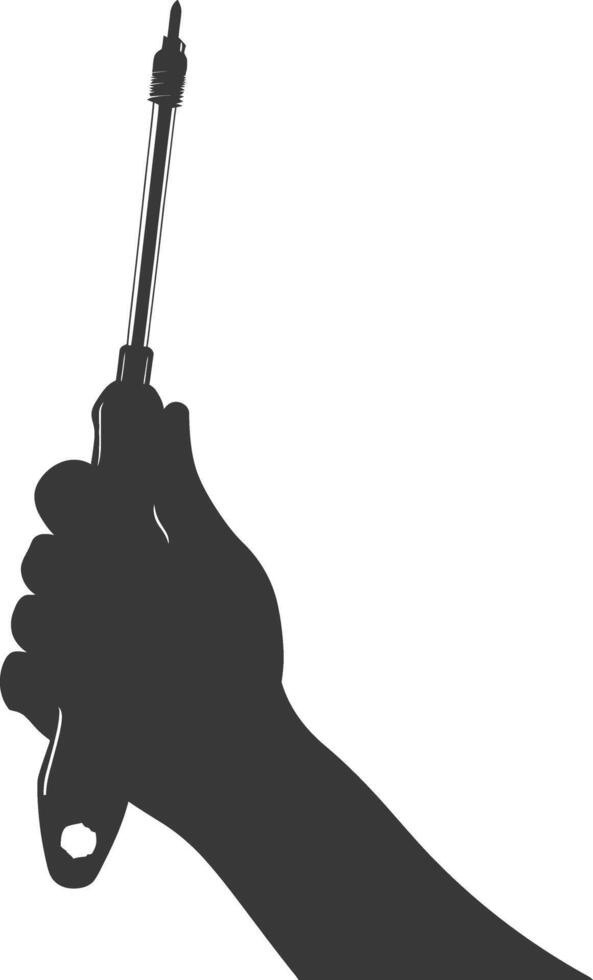 AI generated Silhouette hand holding wrench for construction black color only vector