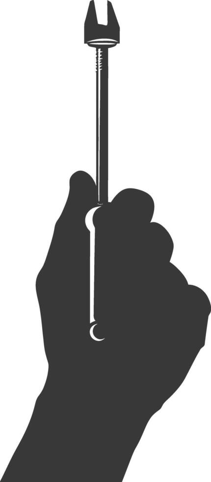 AI generated Silhouette hand holding wrench for construction black color only vector