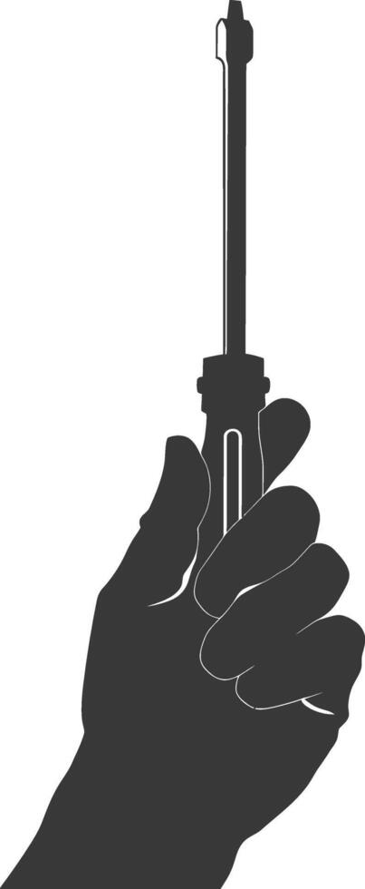 AI generated Silhouette hand holding wrench for construction black color only vector