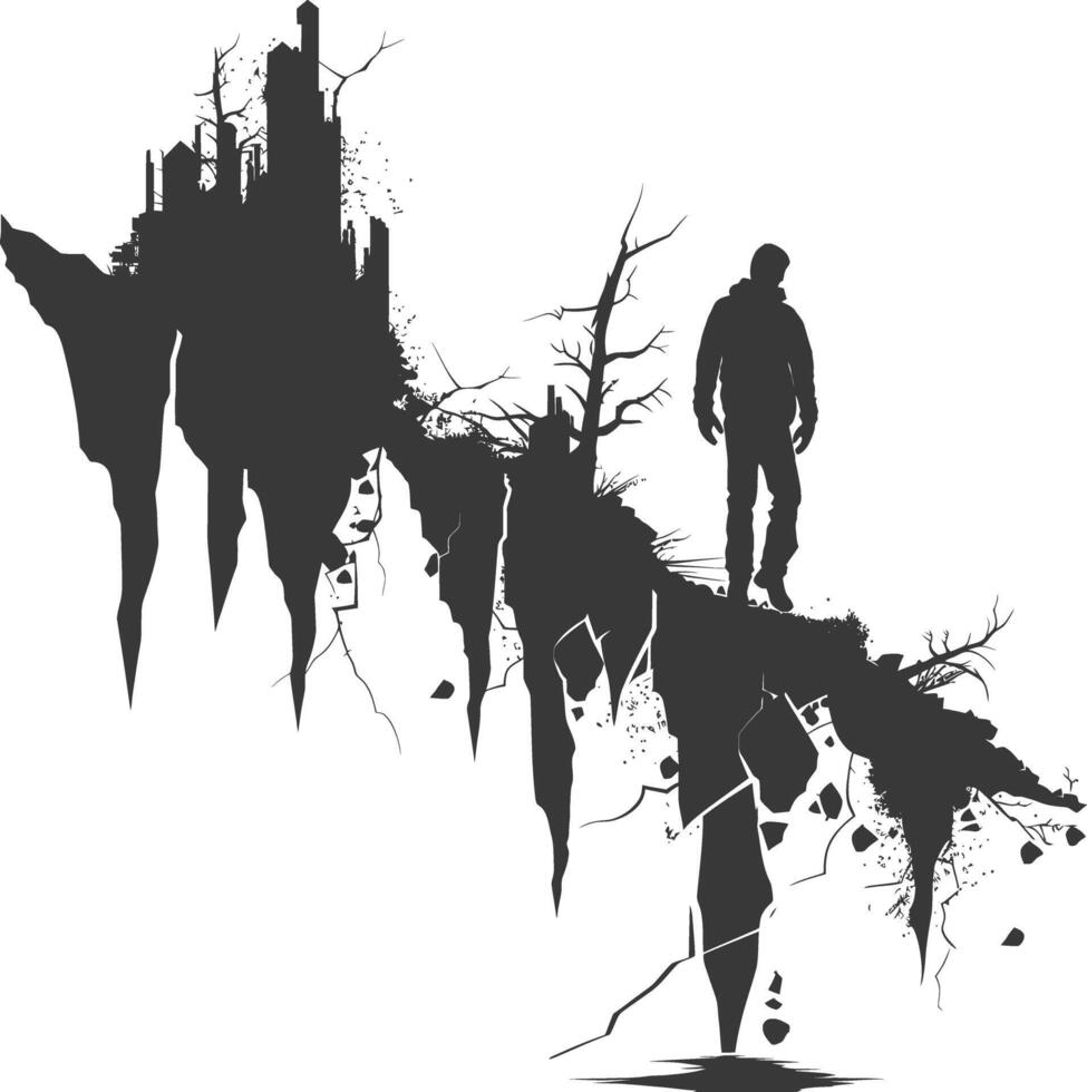 AI generated silhouette of earthquake black color only vector