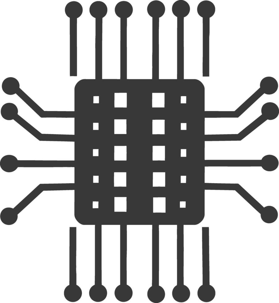 AI generated Silhouette IC or Integrated Circuit single electronic component vector