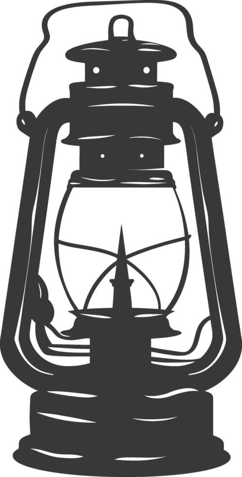 AI generated Silhouette old unique lantern black color only vector