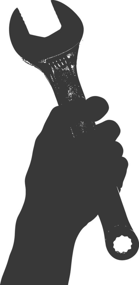 AI generated Silhouette hand holding wrench for construction black color only vector
