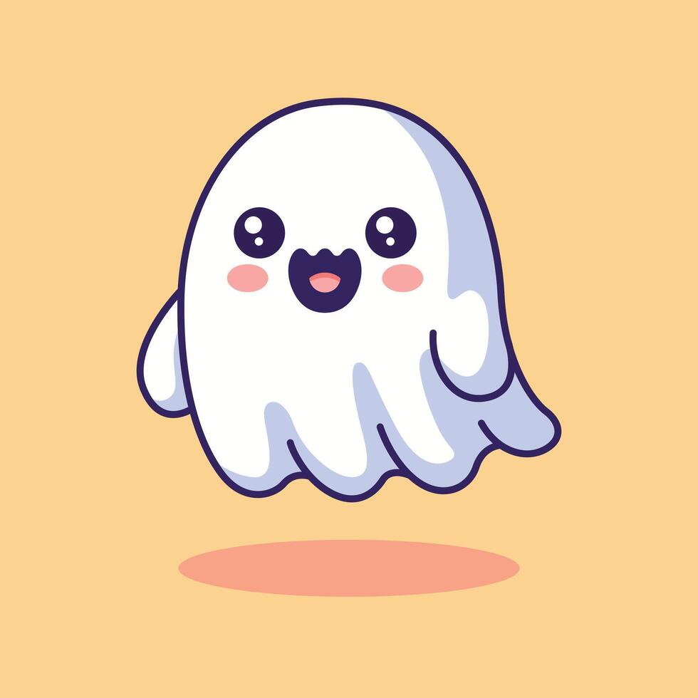 linda Víspera de Todos los Santos fantasma dibujos animados aislado vector ilustración