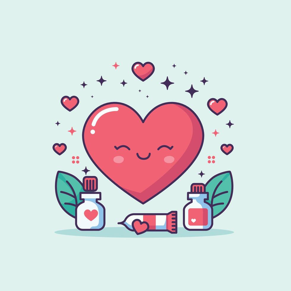 corazón amor medicina para enamorado ilustración vector