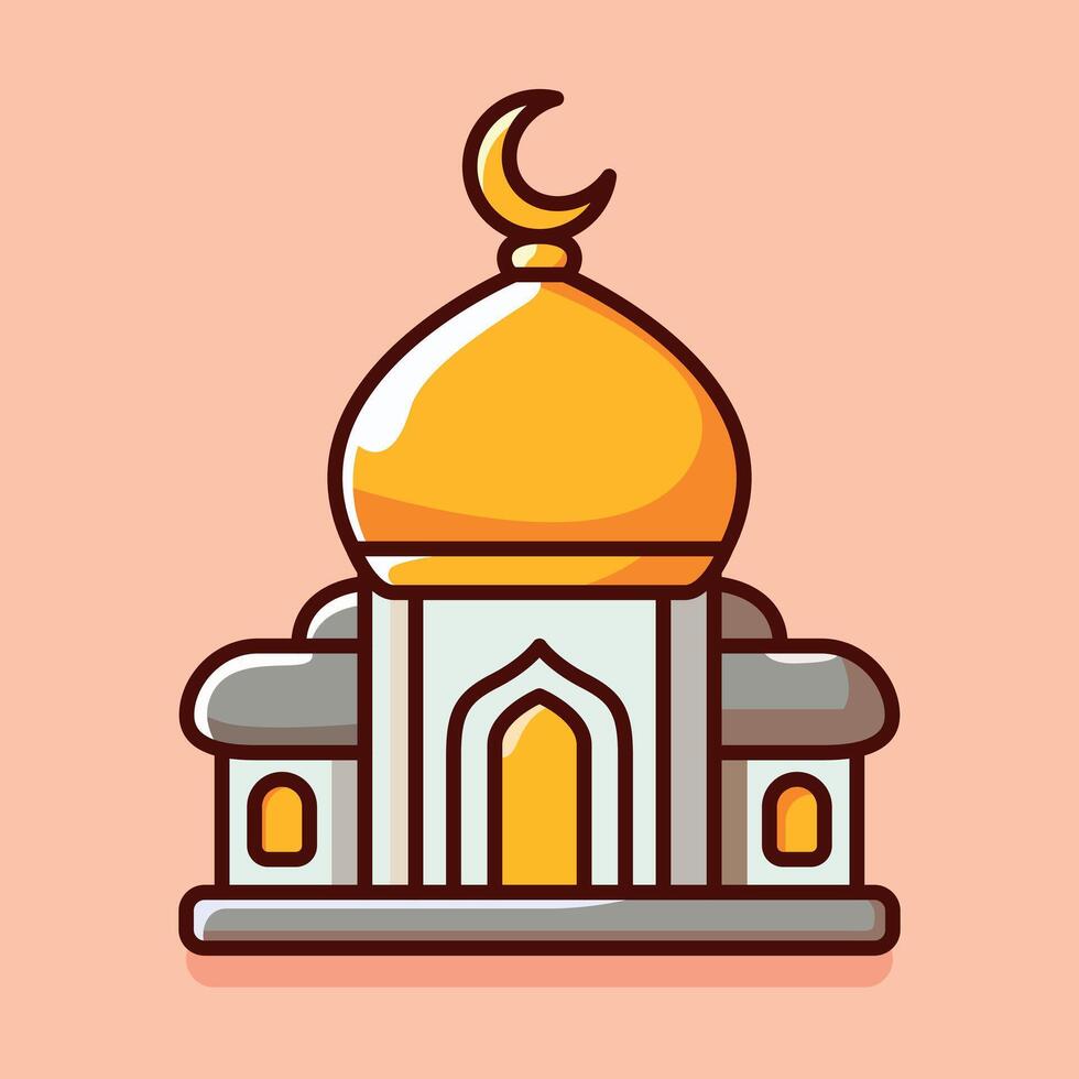 Islamic mosque building cartoon flat vector illustration