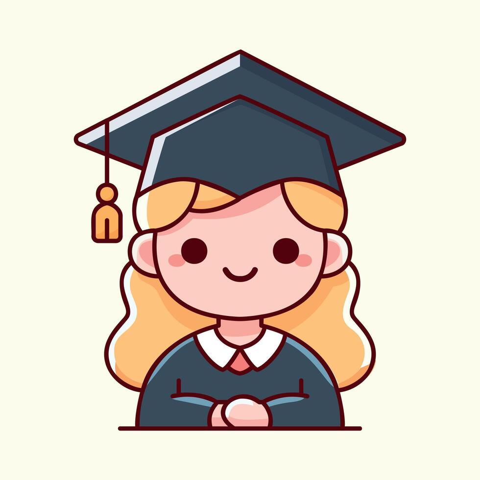 Cute greeting card illustration of graduation cartoon illustration character vector