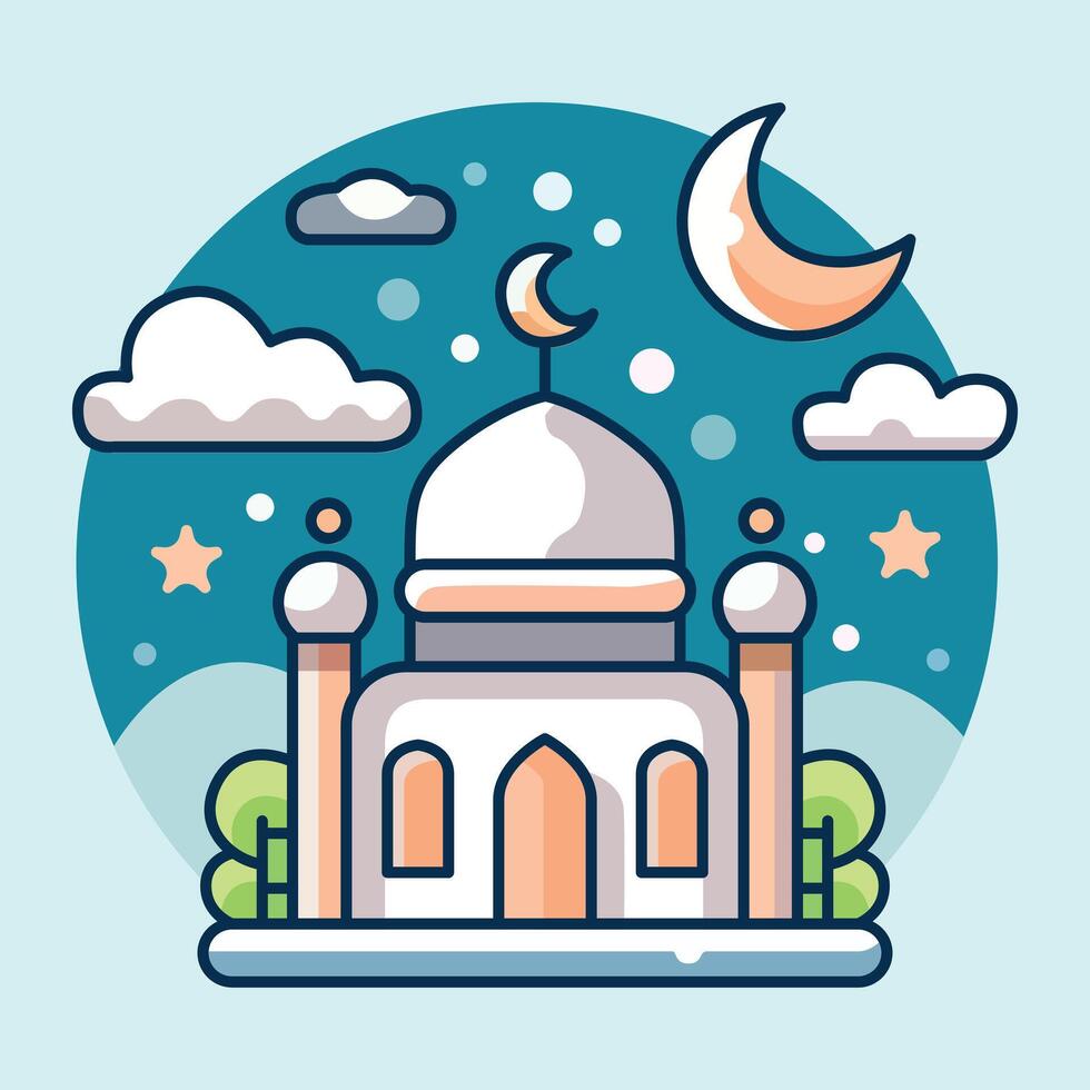 eid mubarok islámico mezquita antecedentes modelo vector ilustración