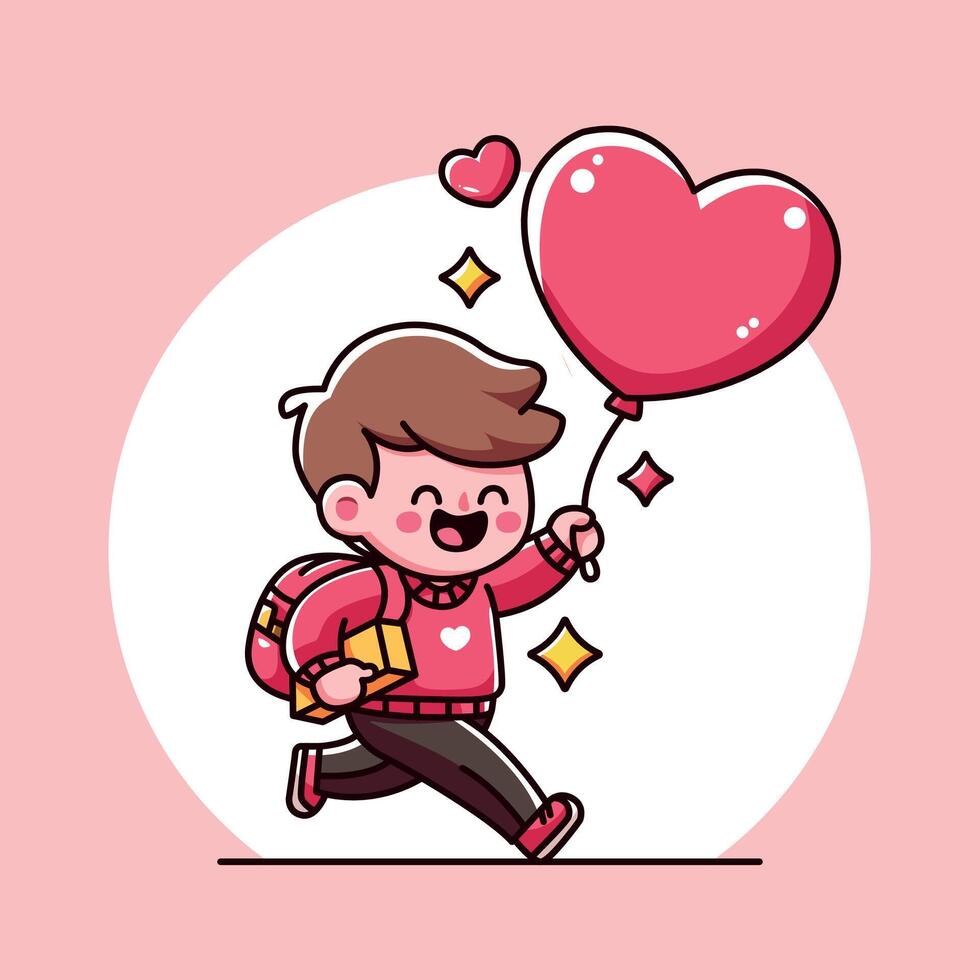 contento sonriente chico participación corazón forma globo para enamorado ilustración vector