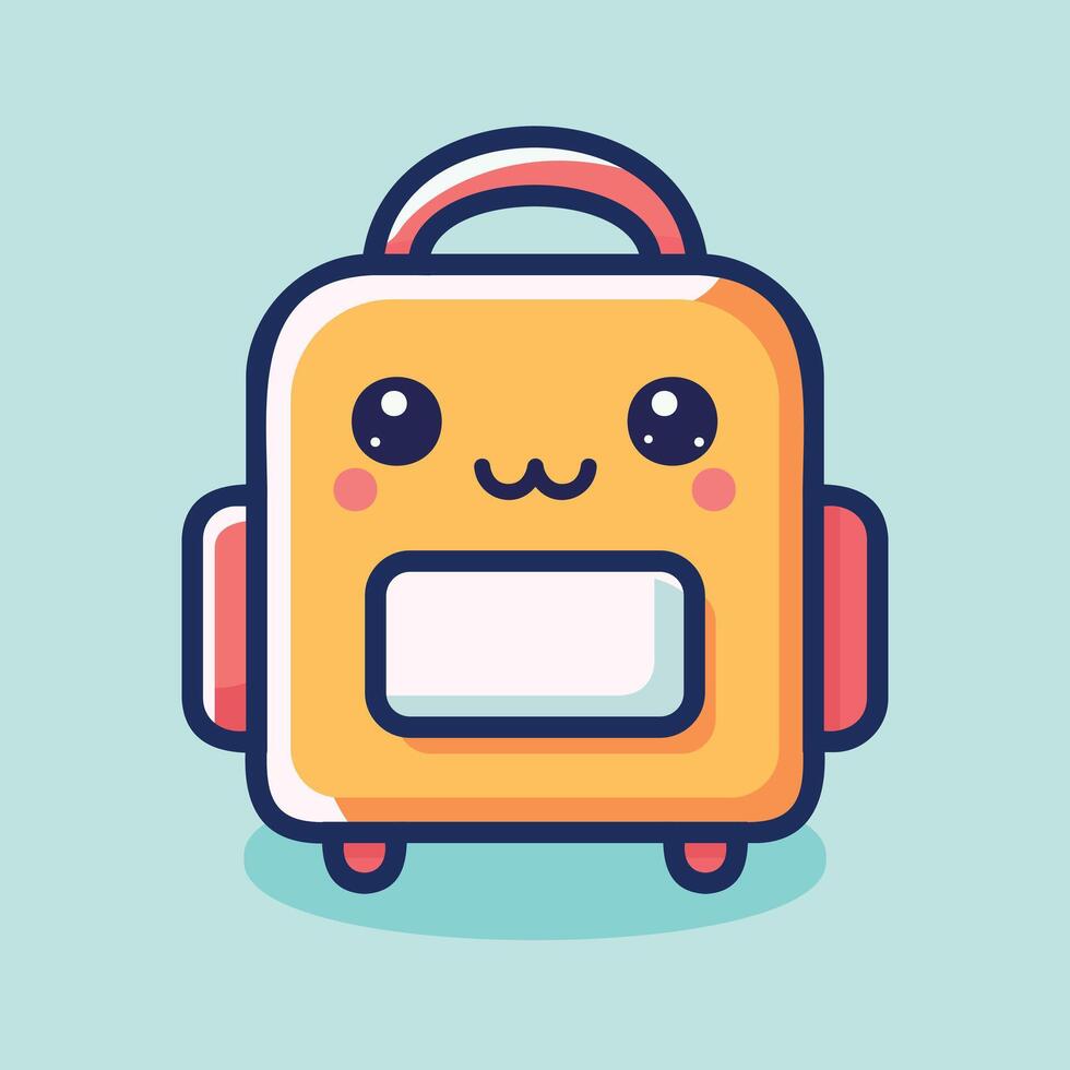 Back to school backpack cute cartoon isolated vector illustration