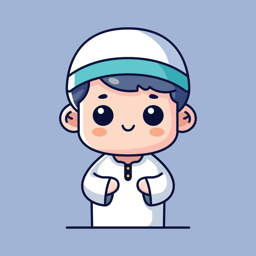Happy muslim kid cute vector illustration