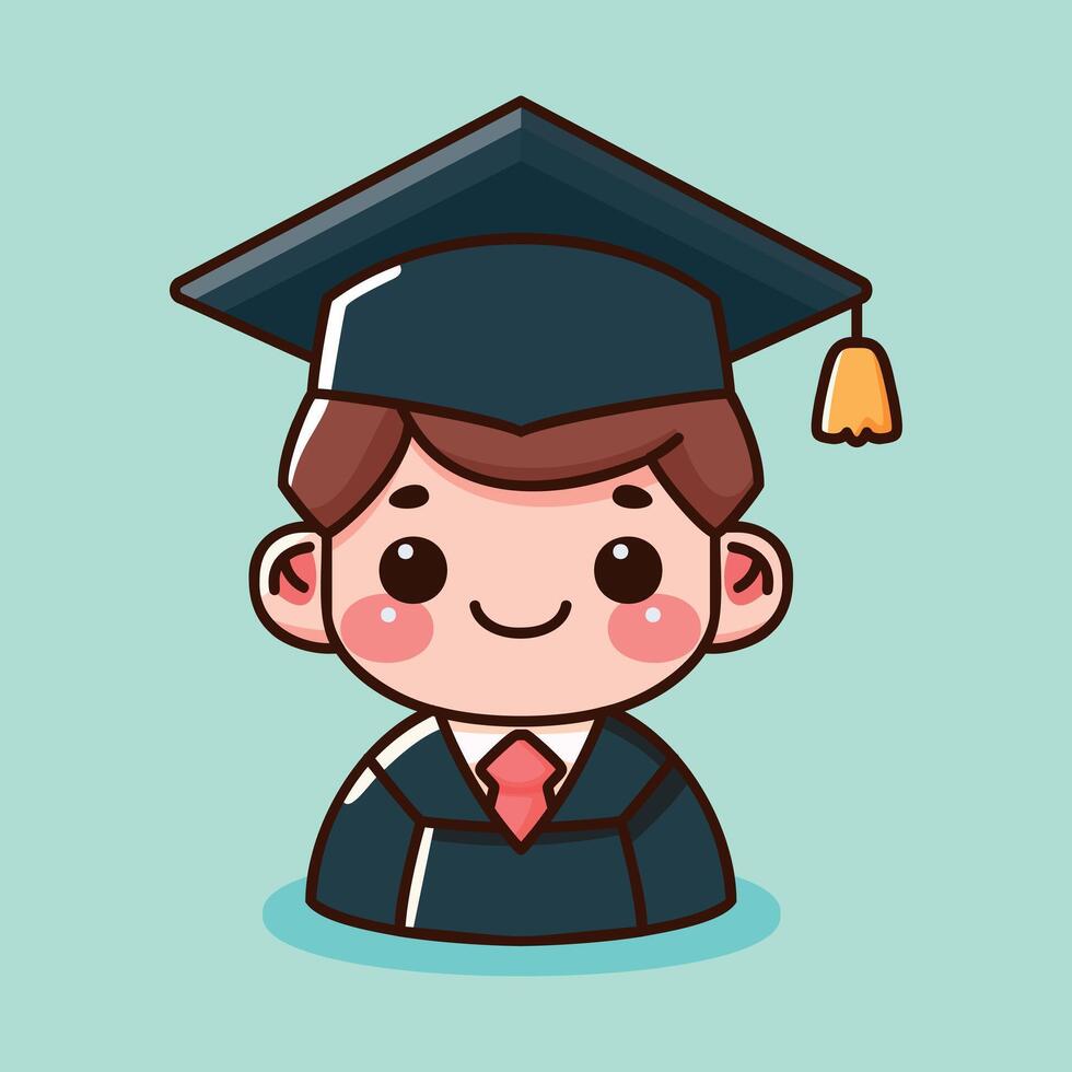 Cute student graduation cartoon character vector