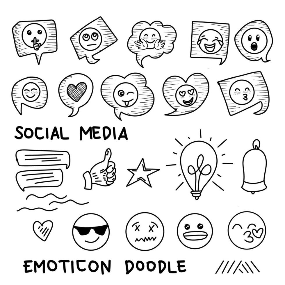 Doodle speech bubble with emoticons vector