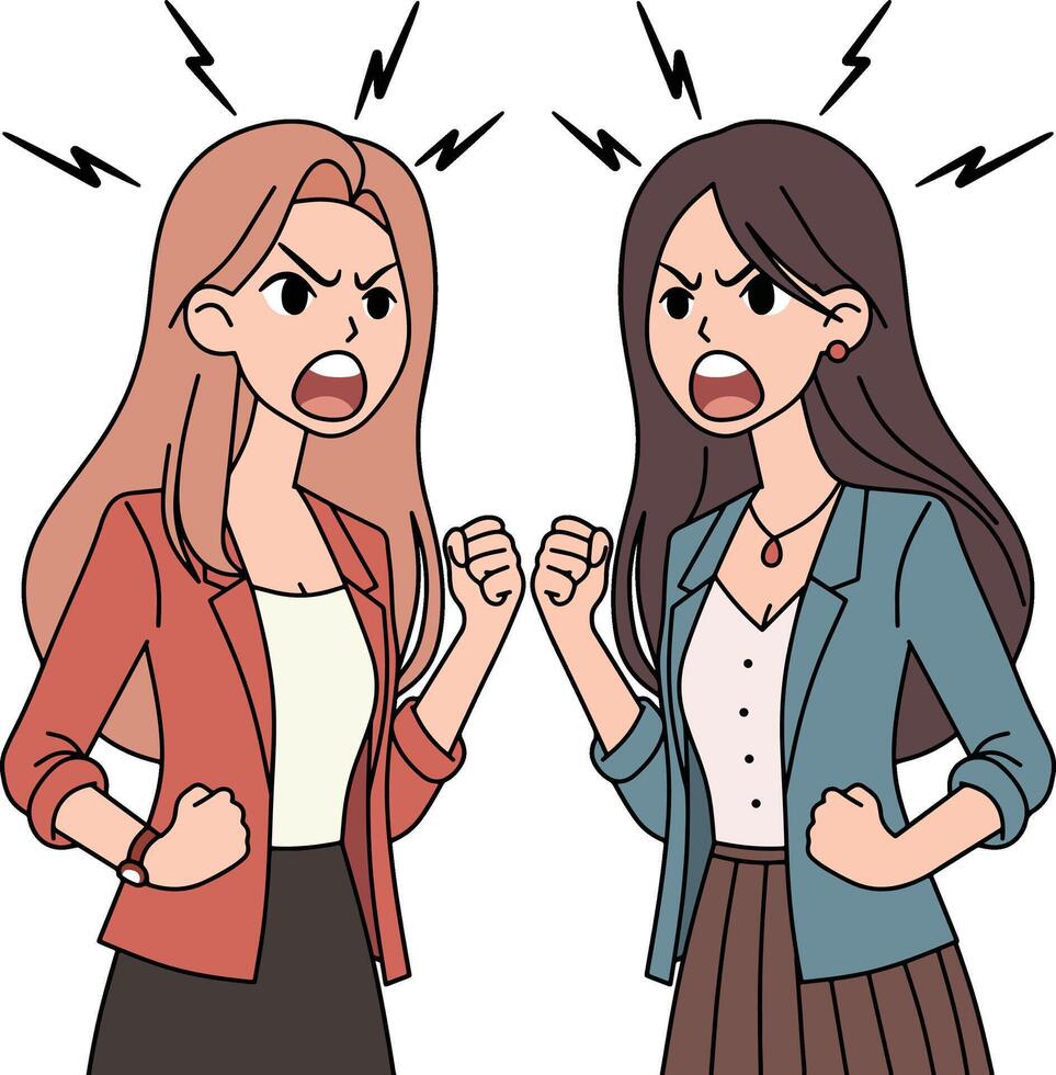 Angry sad women cartoon vector