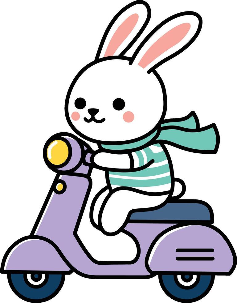 Cute rabbit riding scooter vector