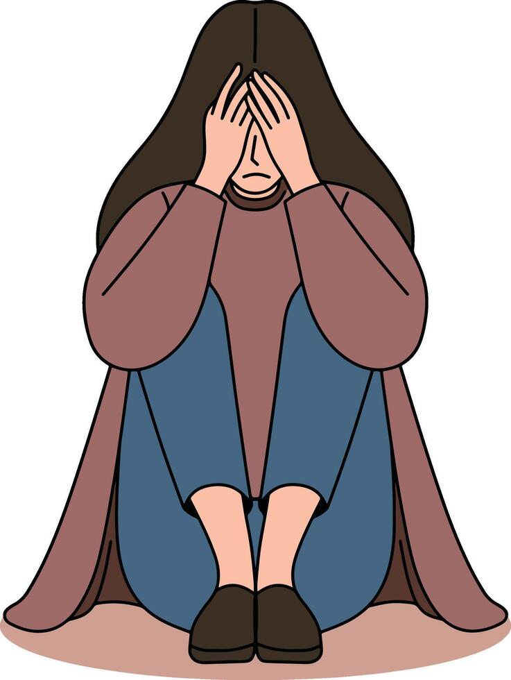 Angry sad women cartoon vector
