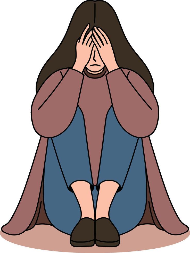 enojado triste mujer dibujos animados vector