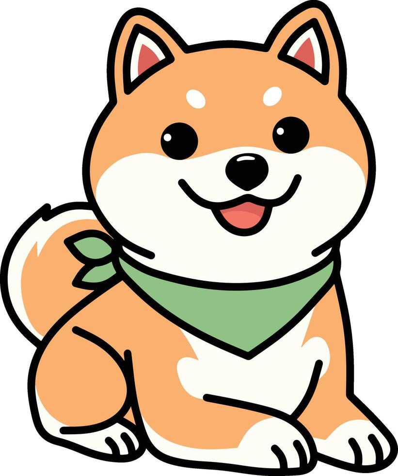 shiba inu linda dibujos animados vector