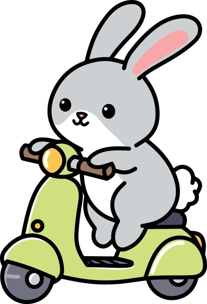 Cute rabbit riding scooter vector