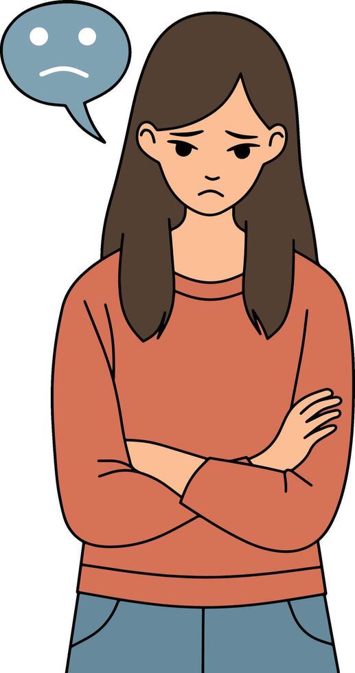 enojado triste mujer dibujos animados vector