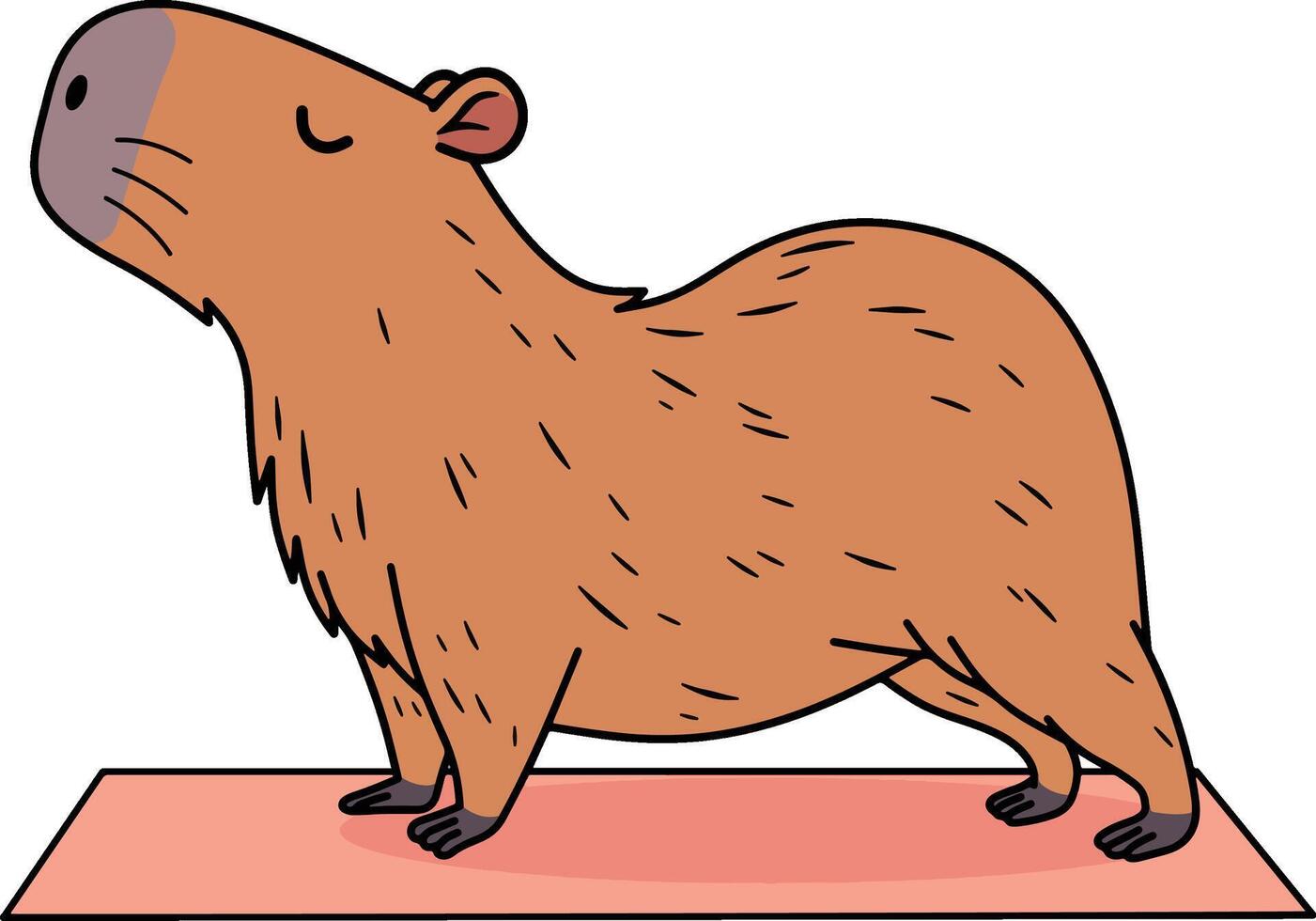 Capybara cartoon yoga pose vector